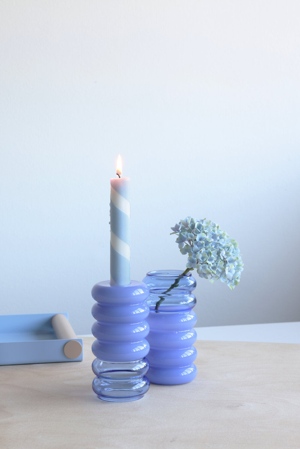 Design Letters  Bubble 2-in-1 vase & lysestage, blå - H13,5 cm
