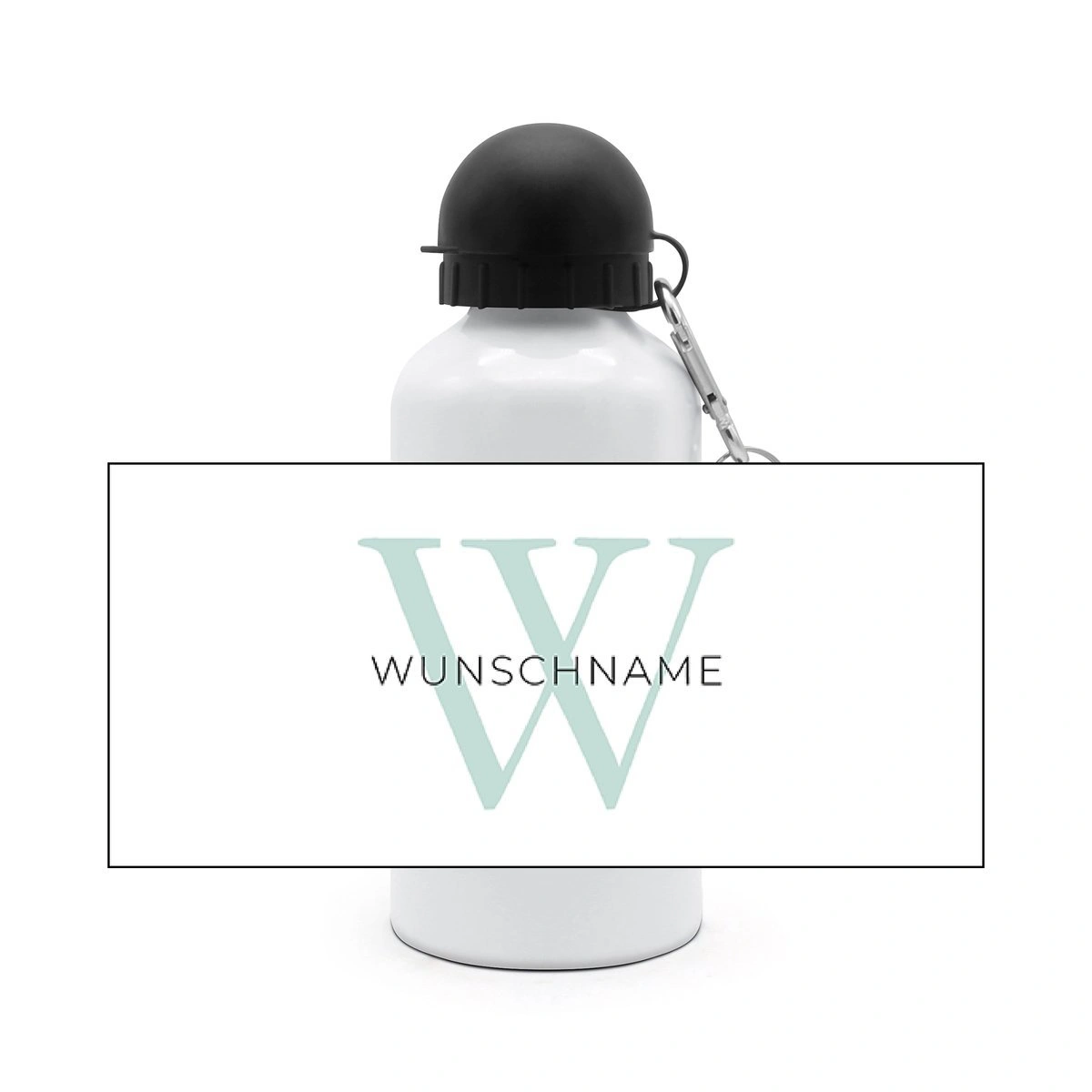 Alu-Trinkflasche mit Namen, 500 ml, weiß (Motiv: Initiale)