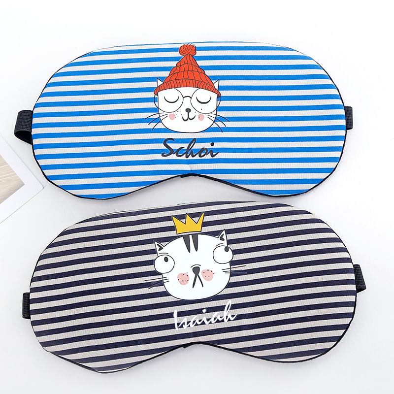 Eranso - Gestreept slaapmasker met kattenmotief (verschillende designs) / Koelmat