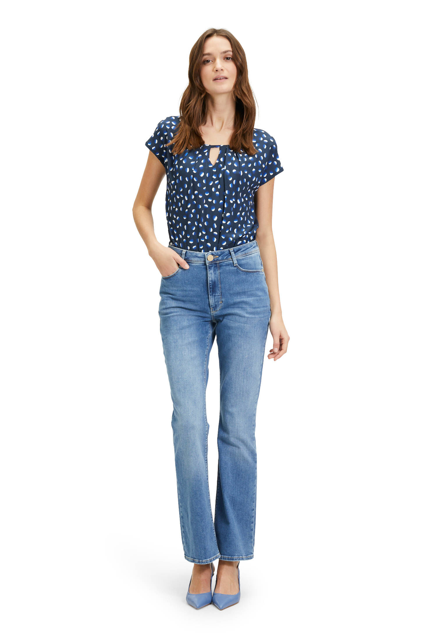 Betty & Co| Damen Blusenshirt mit Webbesatz