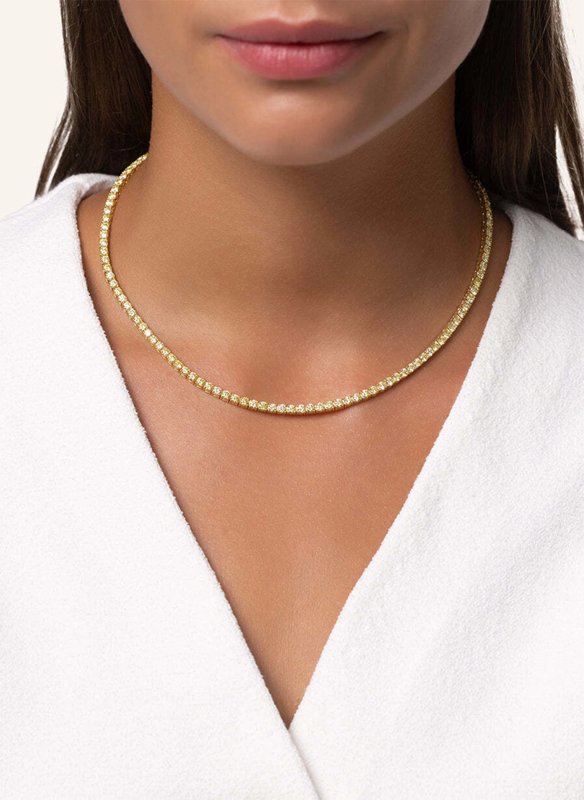 VEYNOU Halskette Tennishalskette aus 18 Karat Gelbgold und 13,50ct. lab-grown Gelben Diamanten