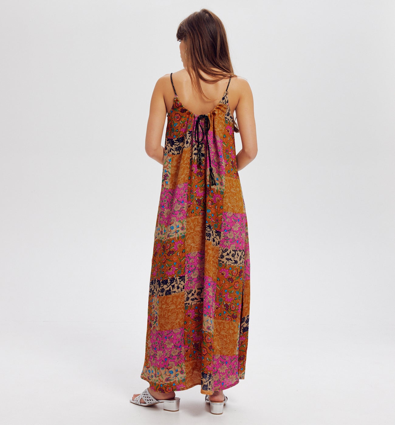 Robe longue imprimée Femme - Imprimé ocre