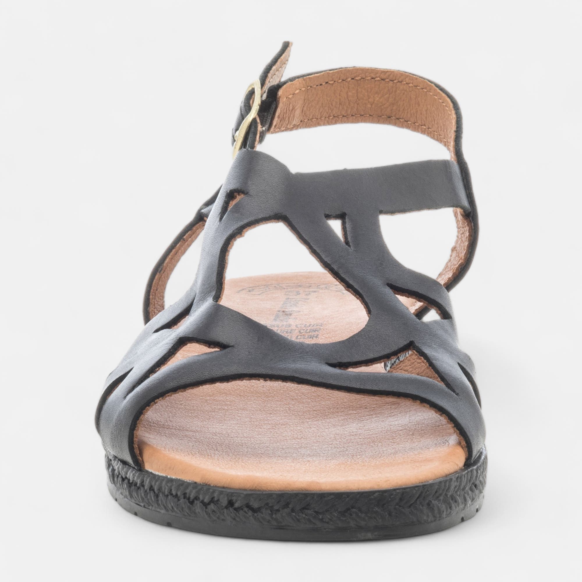 Nu-pieds Femme en cuir noir