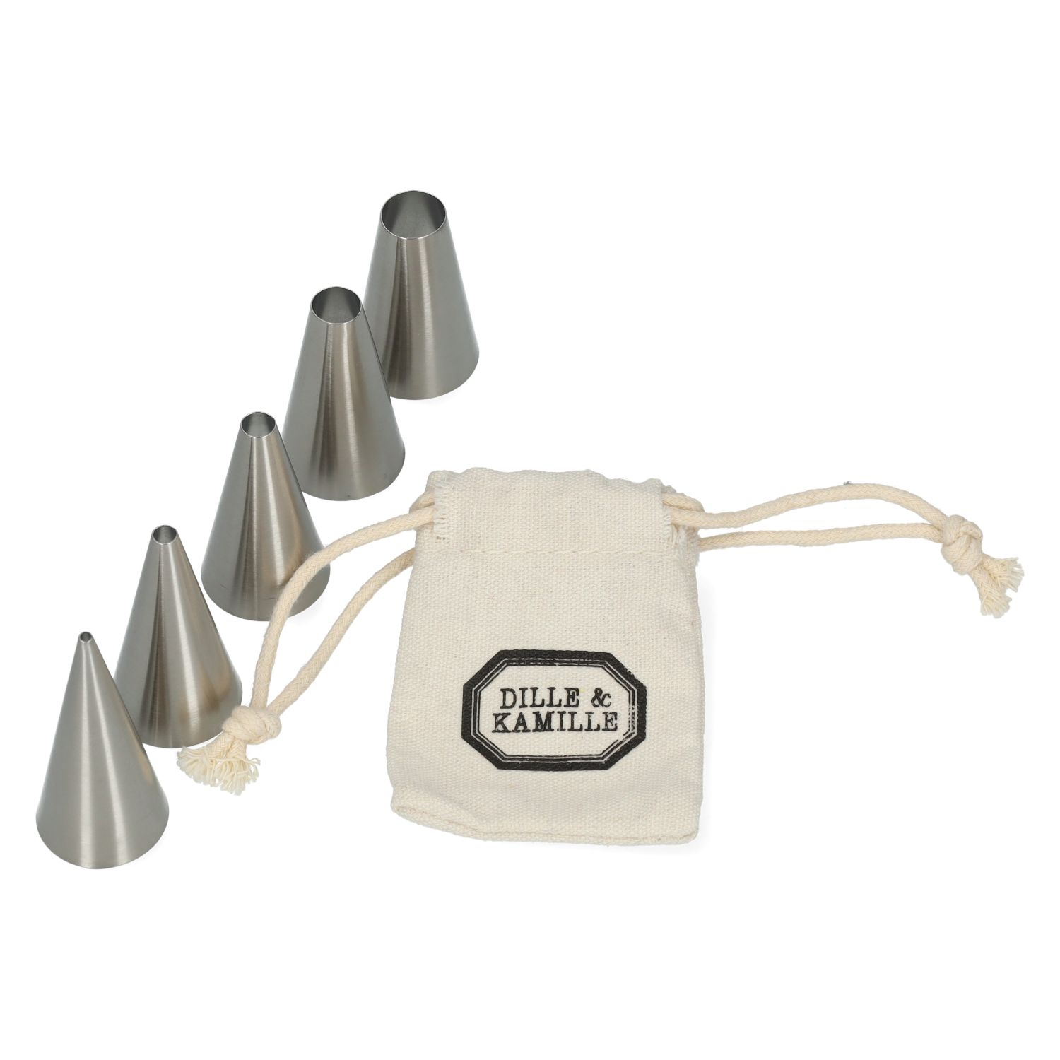 Ronde spuitmondjes, rvs, set van 5