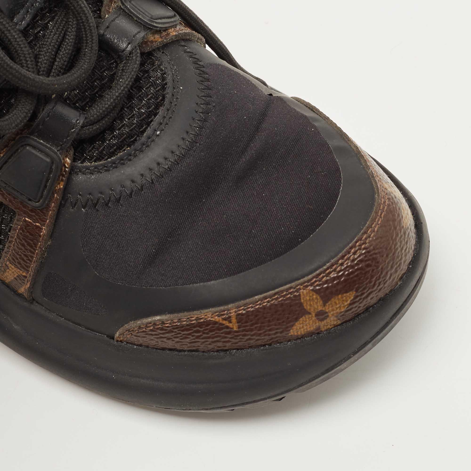 Louis Vuitton Black/Brown Mesh and Monogram Canvas Archlight Sneakers