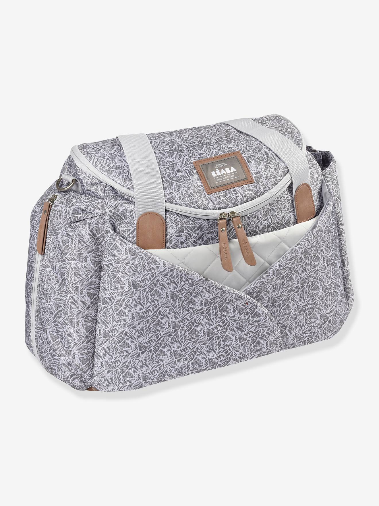 Bolsa de maternidade Sydney II BEABA, cinza claro com estampa.