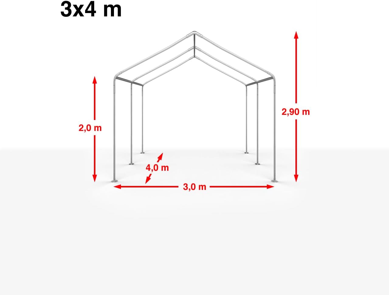 TOOLPORT Partyzelt 3x4 m Pavillon Starke PVC 600 N Plane wasserdicht und schneller Aufbau