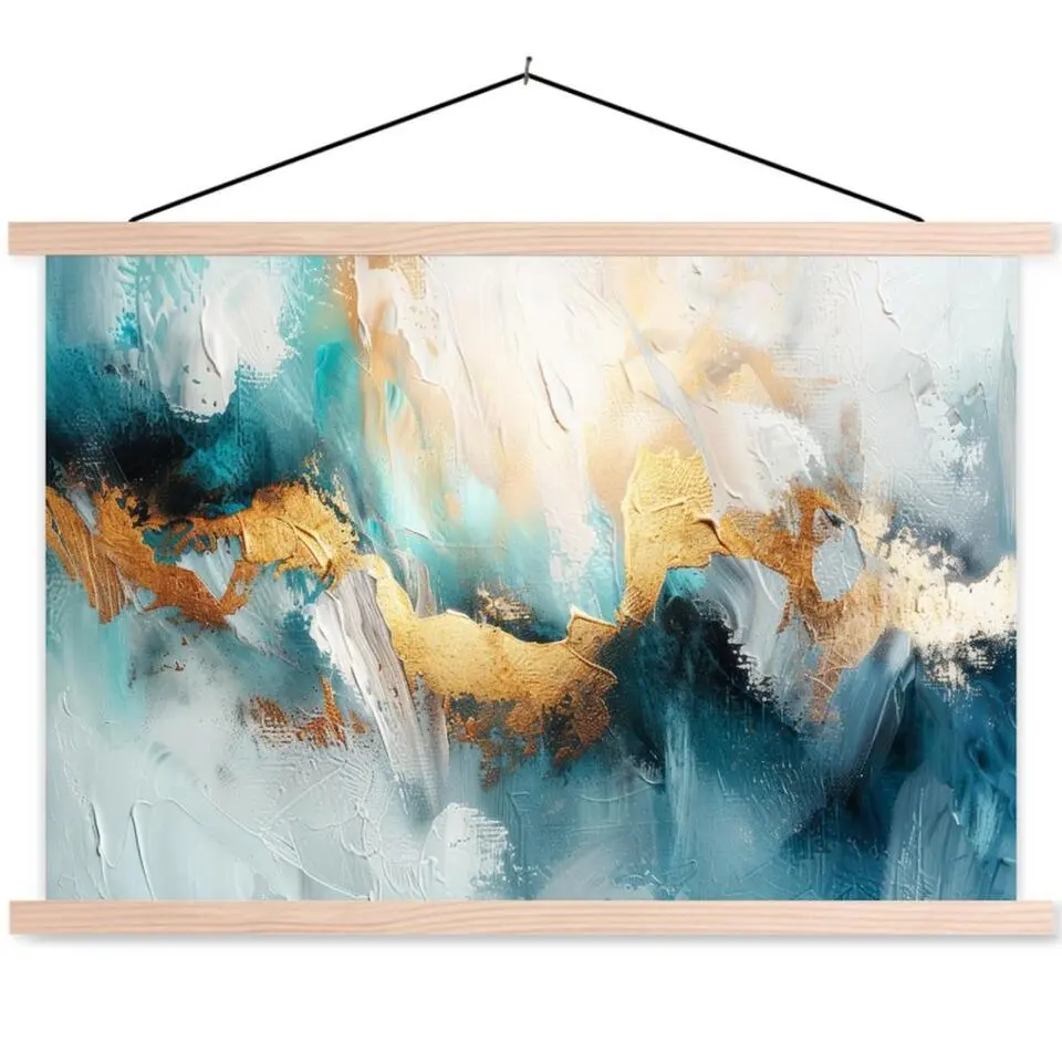 MuchoWow - Schoolplaat/ wandhanger - Abstract - Kunst - Gold - Blauw -