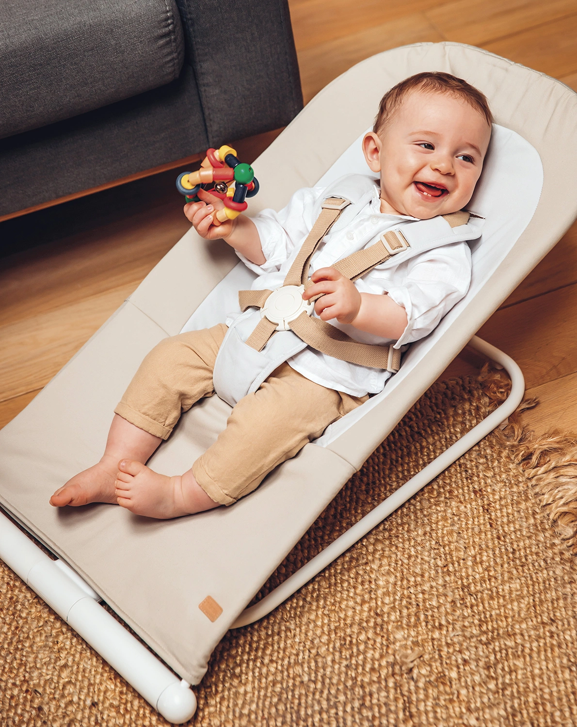 Babywippe EASY RELAX in grau beige