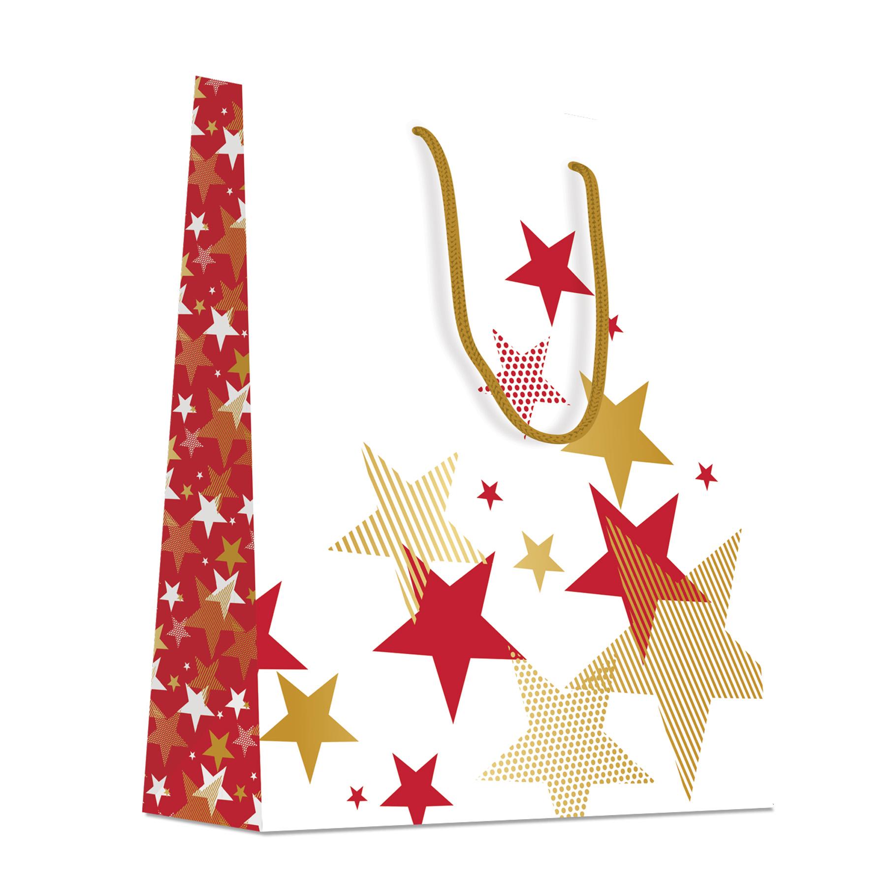 SAC CADEAU ETOILES ROUGE OR PETIT FORMAT
