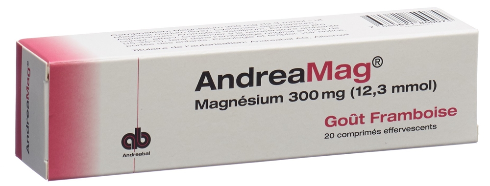 ANDREAMAG Brausetabl 300 mg mit Himbeeraroma Ds 20 Stk<br>20 Stück, Dose, Brausetablette, mit Himbeeraroma