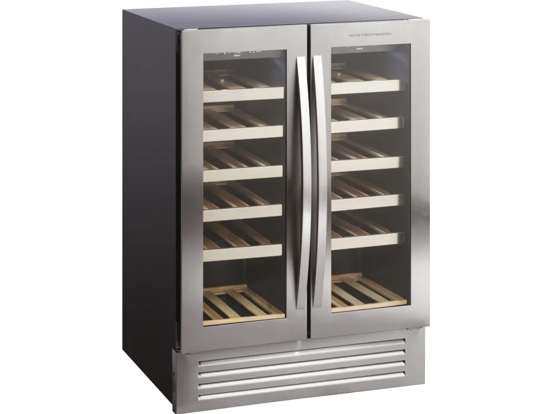 Scandomestic SV 91 X - Vinkøleskab - 2 Zoner - bredde: 59.5 cm - dybde: 61.6 cm - højde: 87.2 cm - 119 liter - sort/rustfrit stål - Optil 36 flasker