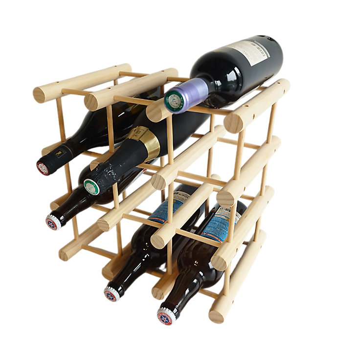 Range bouteilles en pin massif 12 compartiments