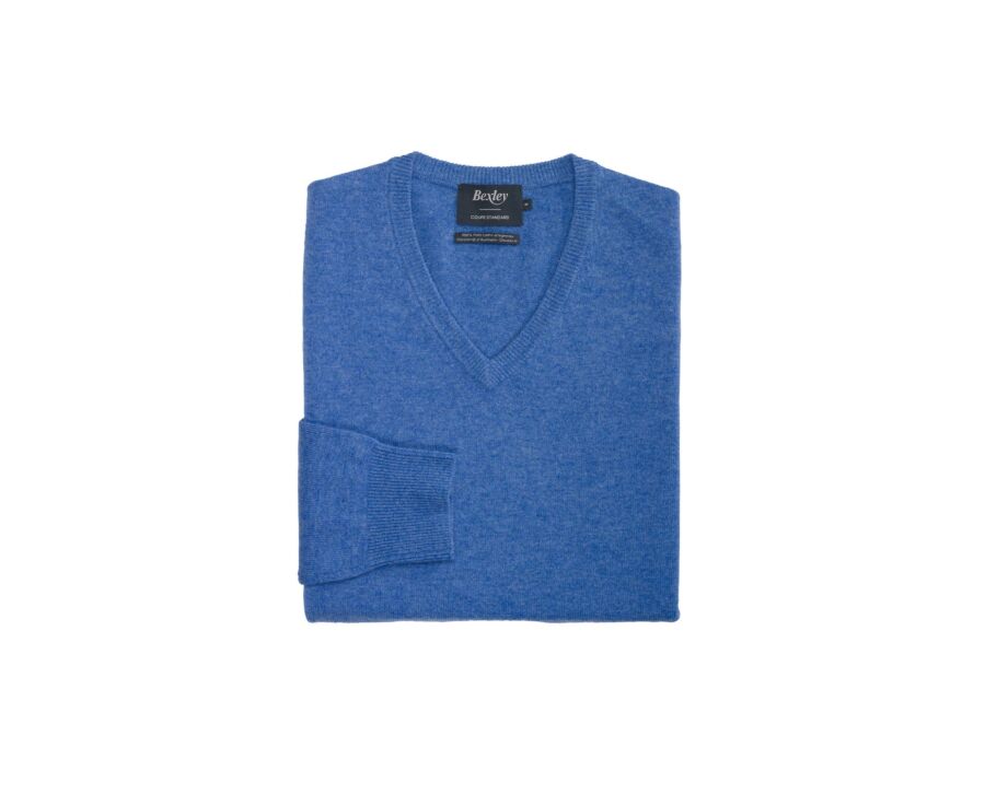Pull homme laine col V Bleu mer - ELIAN