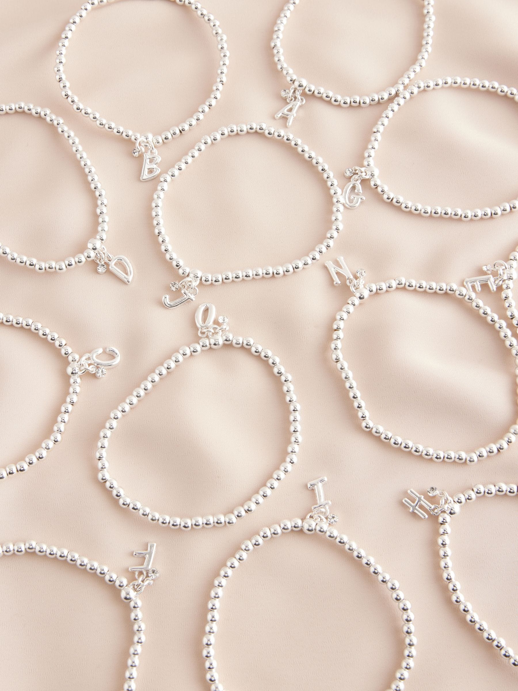 Zilverkleurig - Letterarmband met stretch