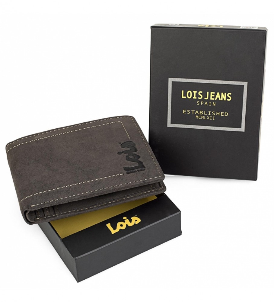 Carteira de couro Lois 201507 marrom escuro - 11,5 x 9 cm -