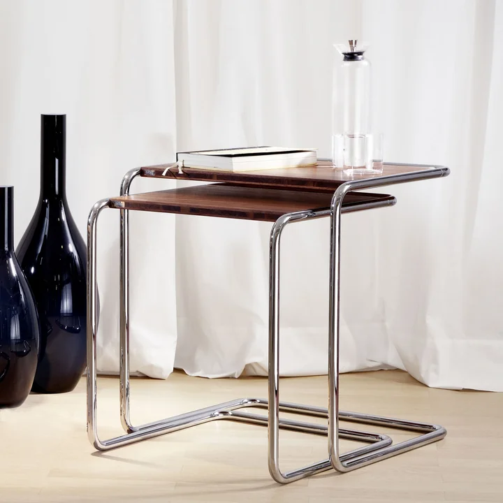 Thonet - B 97 b Satztisch, Chrom / Decklack reinweiss (RAL 9010)
