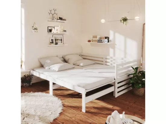 Lit coulissant sans matelas blanc 2x(90x200) cm