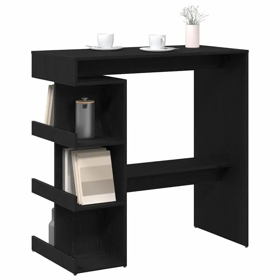 vidaXL - Bartafel met schappen - Zwart eiken - Bewerkt hout - 100x48 cm