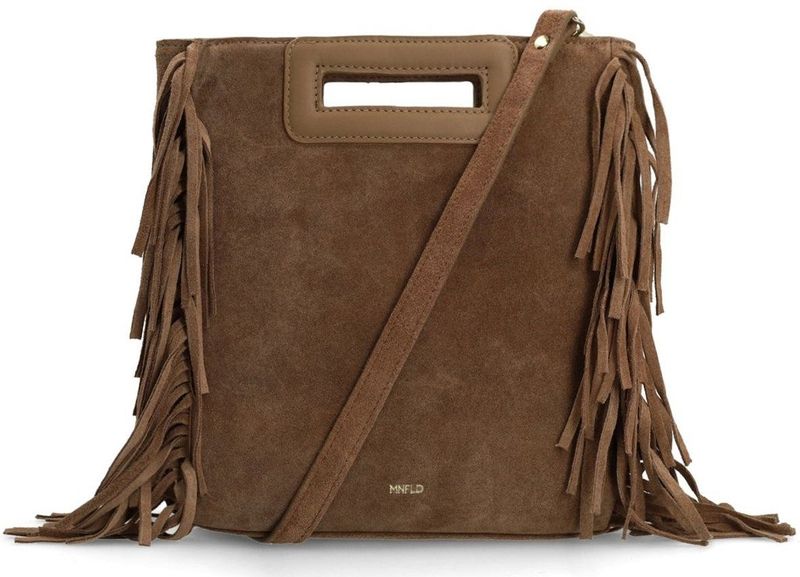 Manfield - Handtas - Taupe - Suède - Verstelbare Band