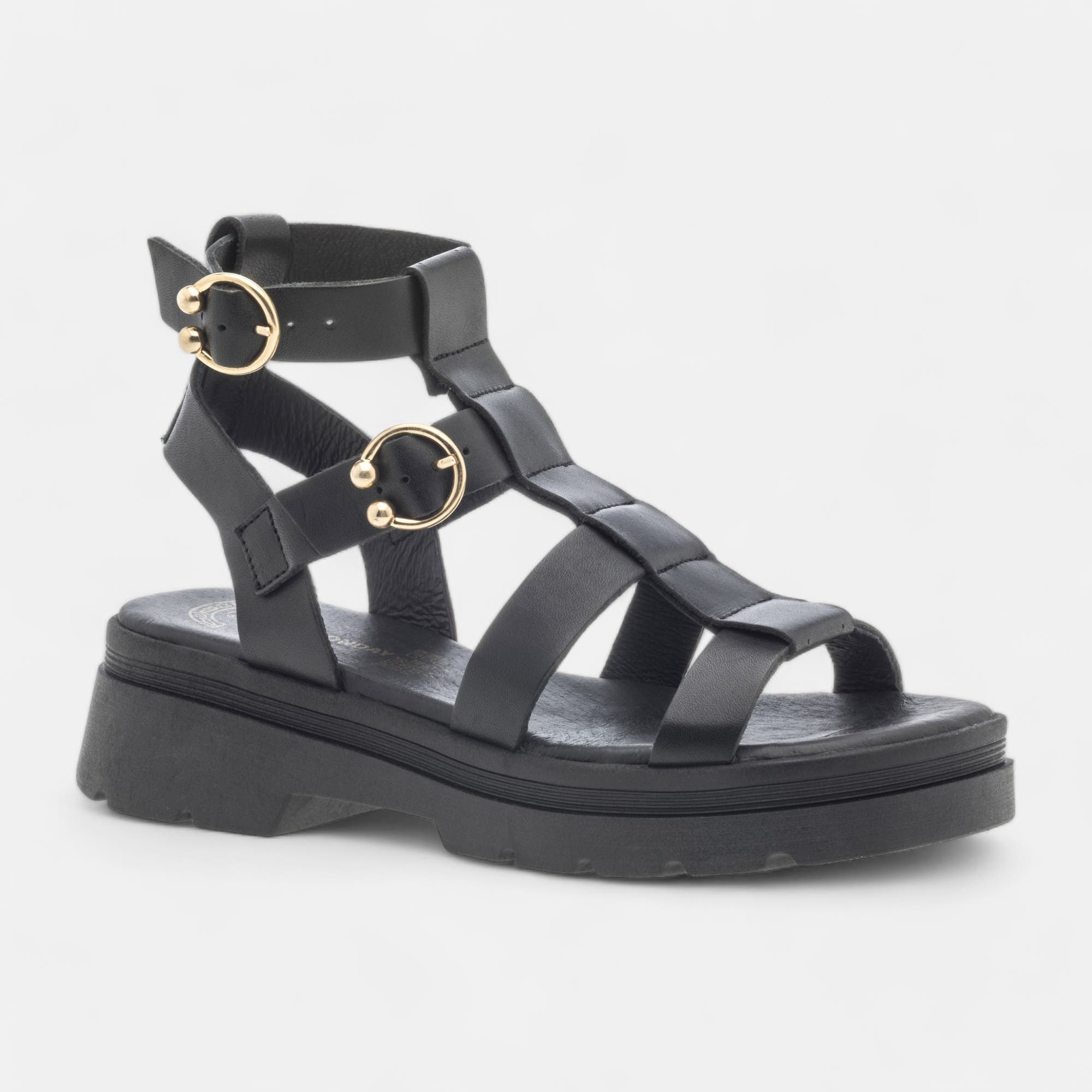 Sandales Femme en cuir noir