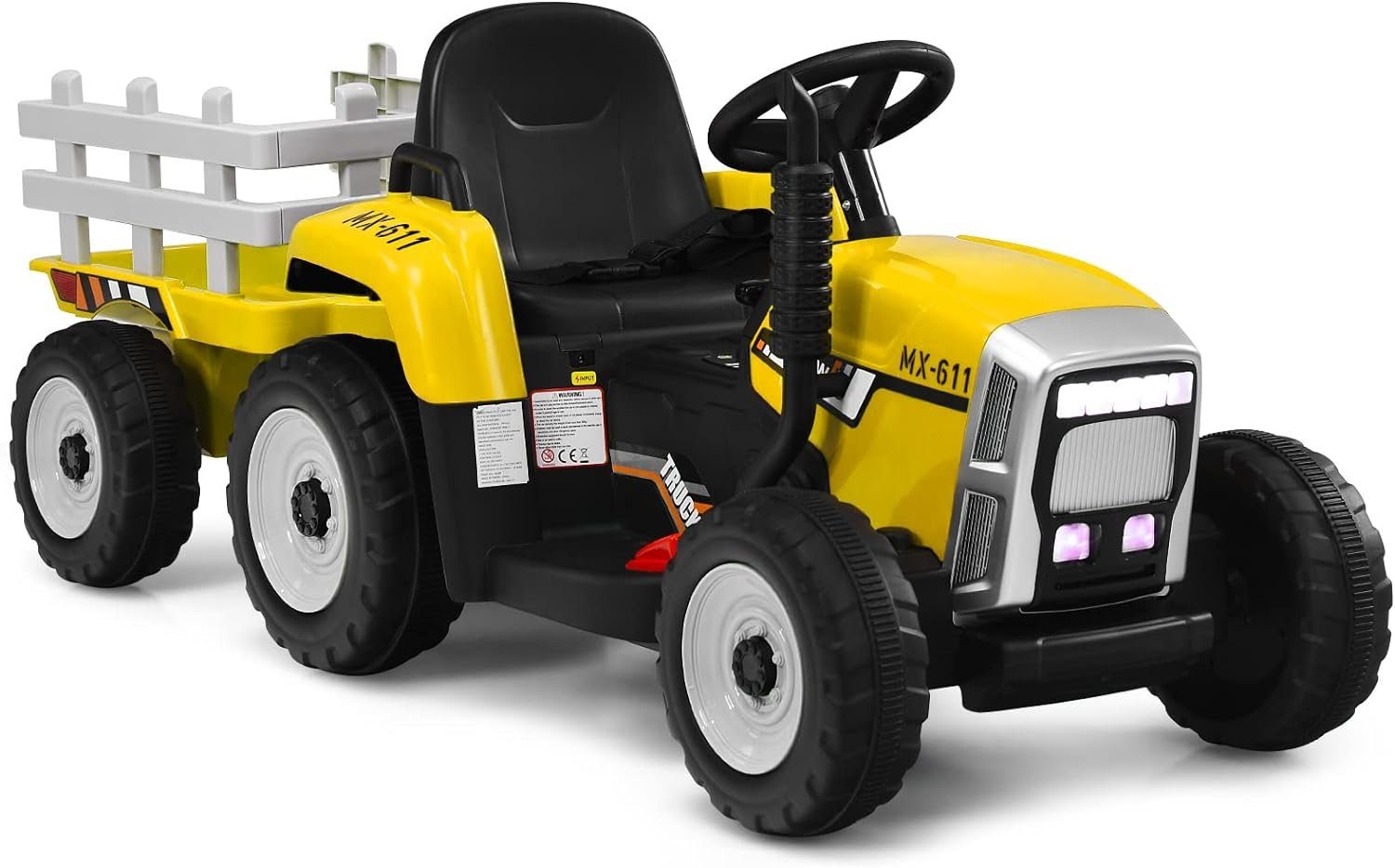 Carrinho trator elétrico infantil KOMFOTTEU, capacidade de carga de 30 kg, a partir de 3 anos.