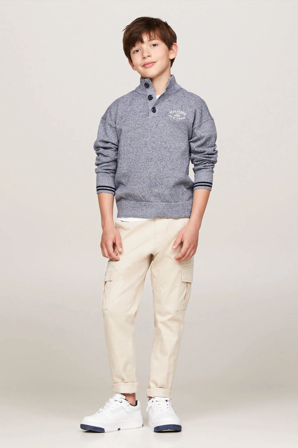 Tommy Hilfiger gemêleerde trui donkerblauw/wit