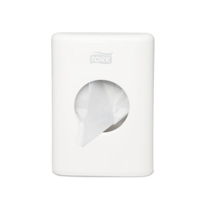 Tork 566000 Dispenser damesverbandzakjes wit 36x140x100mm per stuk Sanitary Towel Bag Dispenser (566000)
