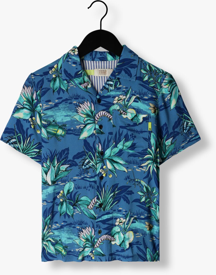 SCOTCH & SODA blauwe scotch & soda polo all over printed short sleeve shirt