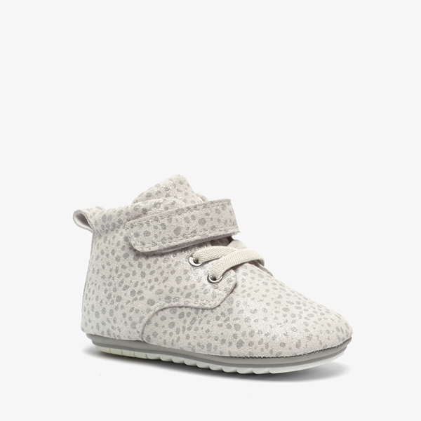 Groot leren babyschoenen wit/zilver