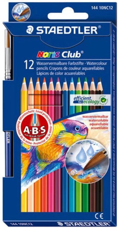 Staedtler - Aquarellpennen Set - 12 Kleuren - Wateroplosbaar - Kartonnen Etui