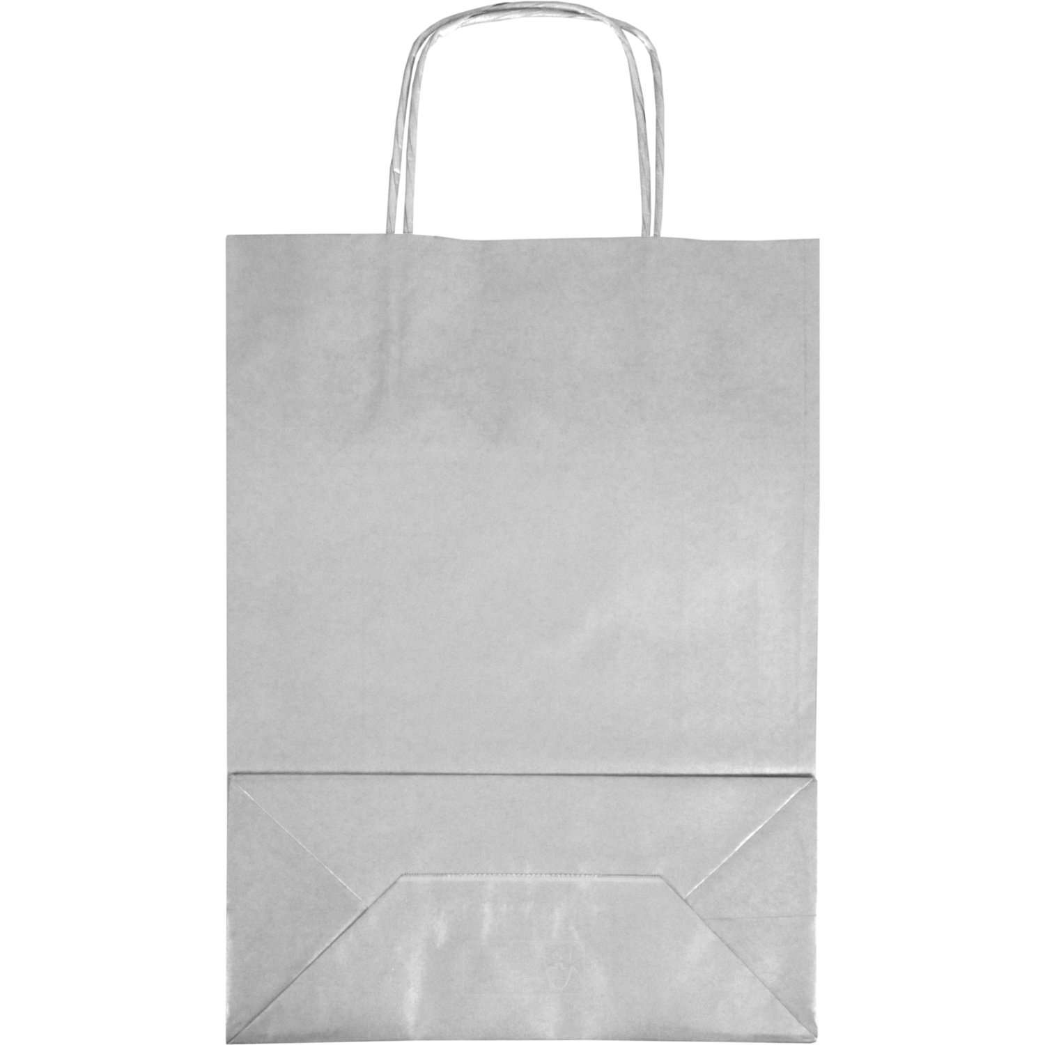 Tas, Kraftpapier, gedraaid papieren koord, 24x 11x33cm, draagtas, zilver