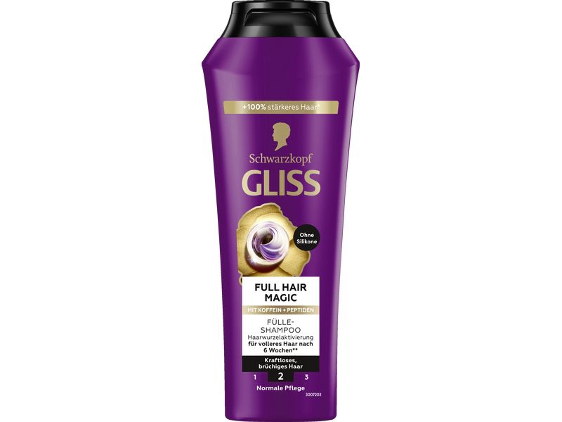 Schwarzkopf GLISS Shampoo Full Hair Magic 250 ml Haarshampoo verhindert Haarverlust, der durch Haarbruch entsteht