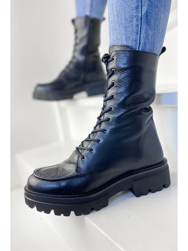 Rangers Dimitra Cuir Graine Noir - Reqins