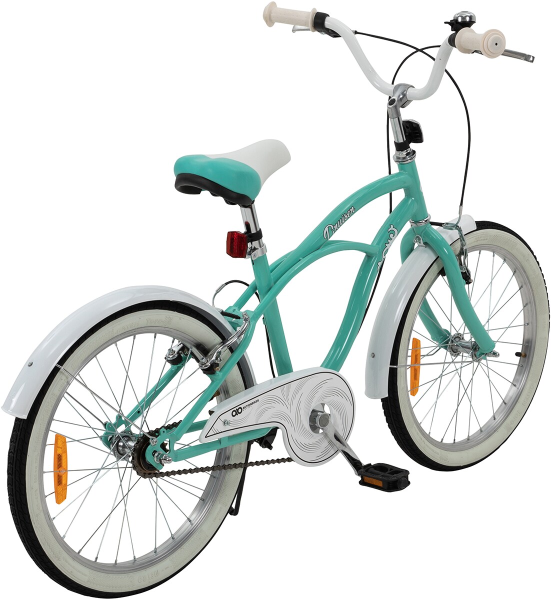 Actionbikes Kinderfahrrad Cruiser 20 Zoll, Rosa/Türkis, verstellbar, Seitenständer, V-Brake-Bremsen (Türkis)