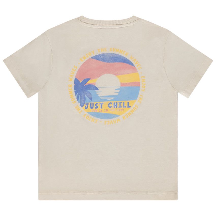 T-shirt manches courtes print sunshine pour garçon - Ecru