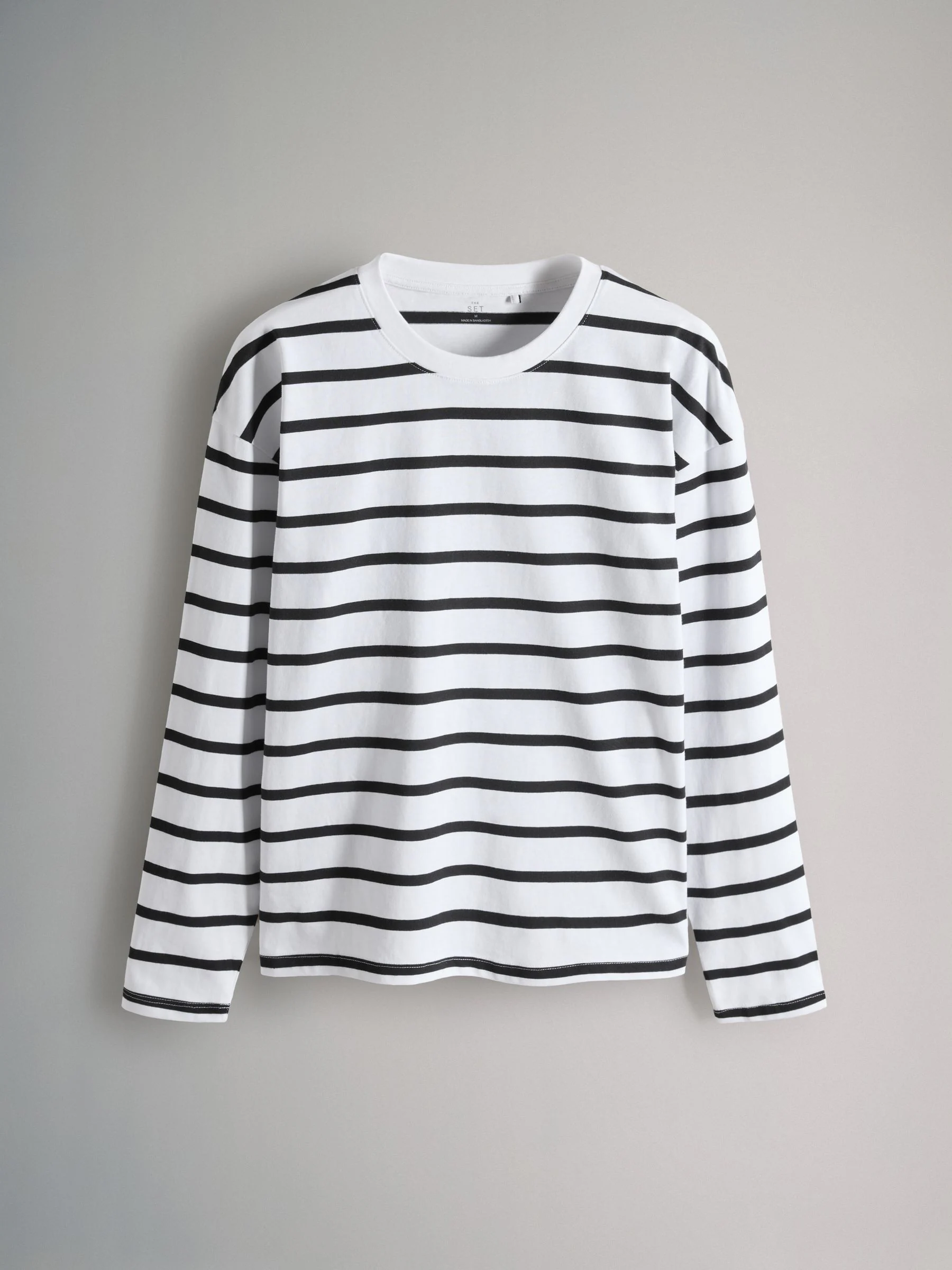 Zwart/taupe bruin/streep/wit - The Set 4 Pack Heavyweight Relaxed Long Sleeve T-Shirts