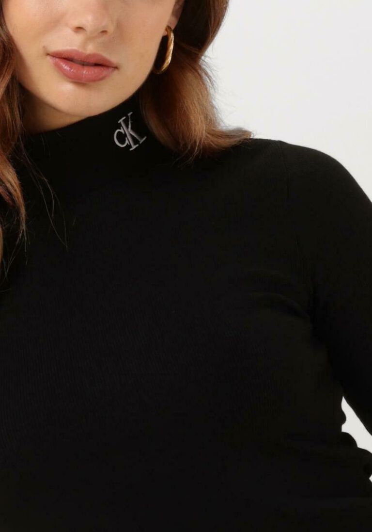 CALVIN KLEIN zwarte calvin klein coltrui rib mock neck