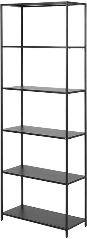 Lisomme - Roy - Open Kast - Zwart - Metaal - Industriële Wandkast - 5 Vakken - 69,5 x 30 x 185 cm