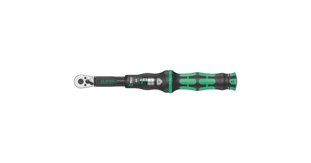 WeraClick-Torque A 6 draaimomentsleutel met omschakelratel, 2,5-25 Nm  (Zwart/groen)