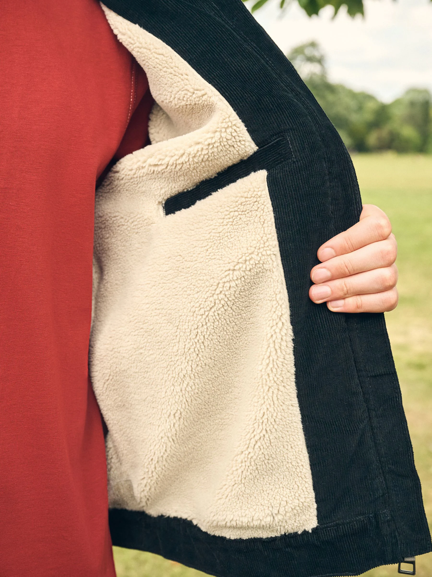 Zwart - Corduroy Borg Lined Jacket