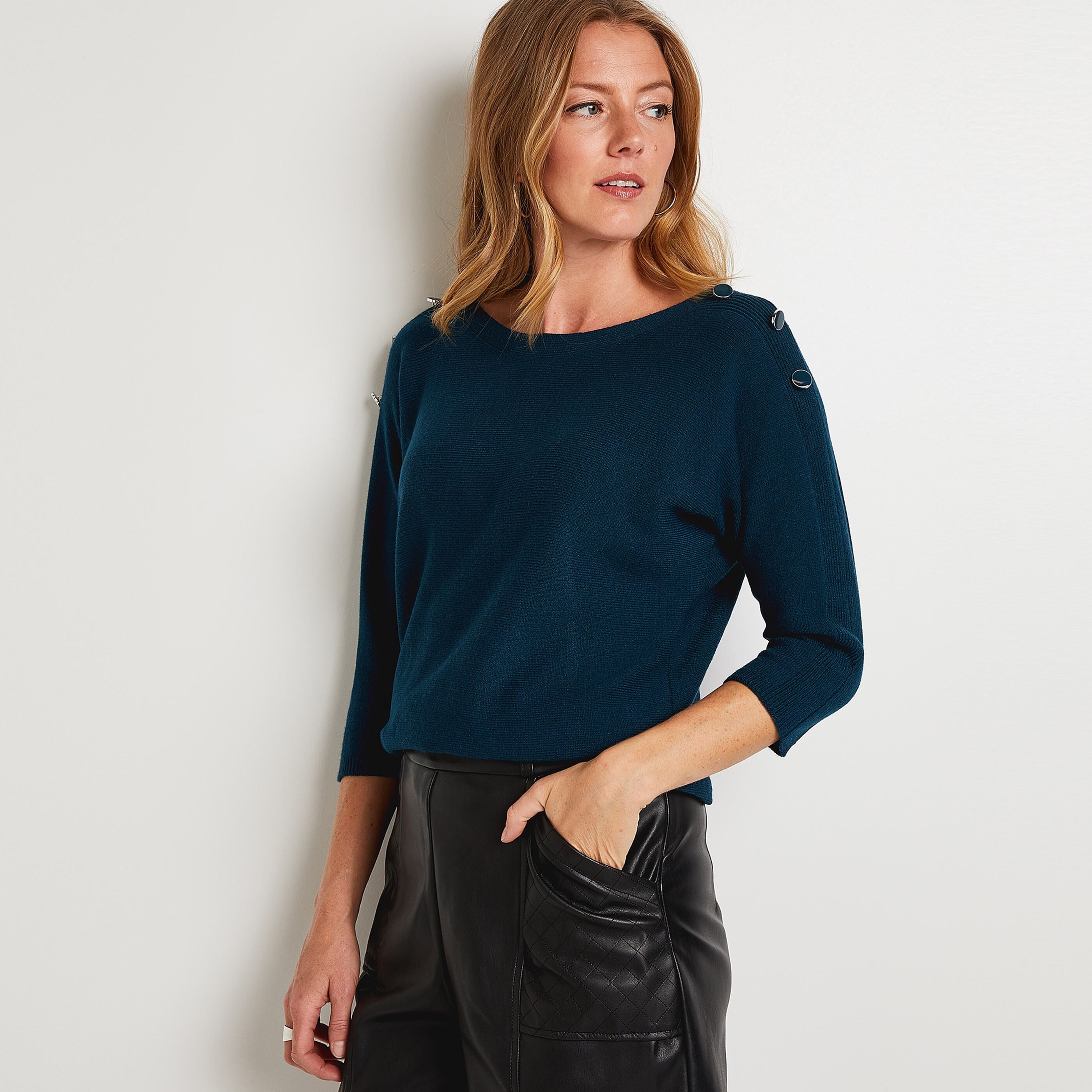 Pull manches 3/4 femme - BLEU