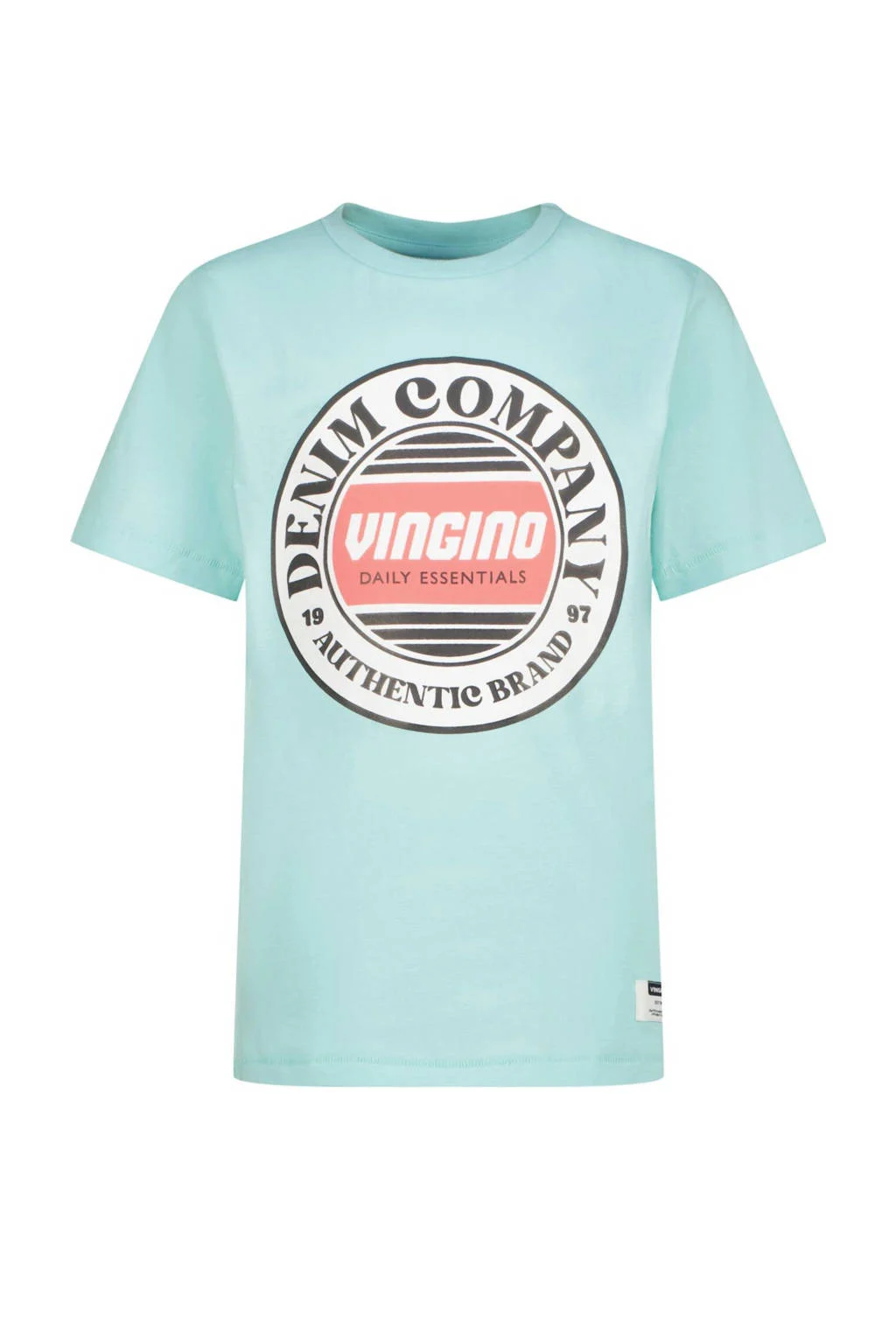 Vingino T-shirt Hefso met logo licht aquablauw