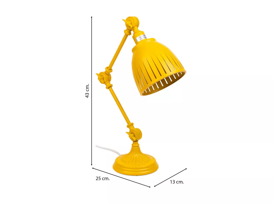 Lampe de bureau en métal jaune 25x13x43h