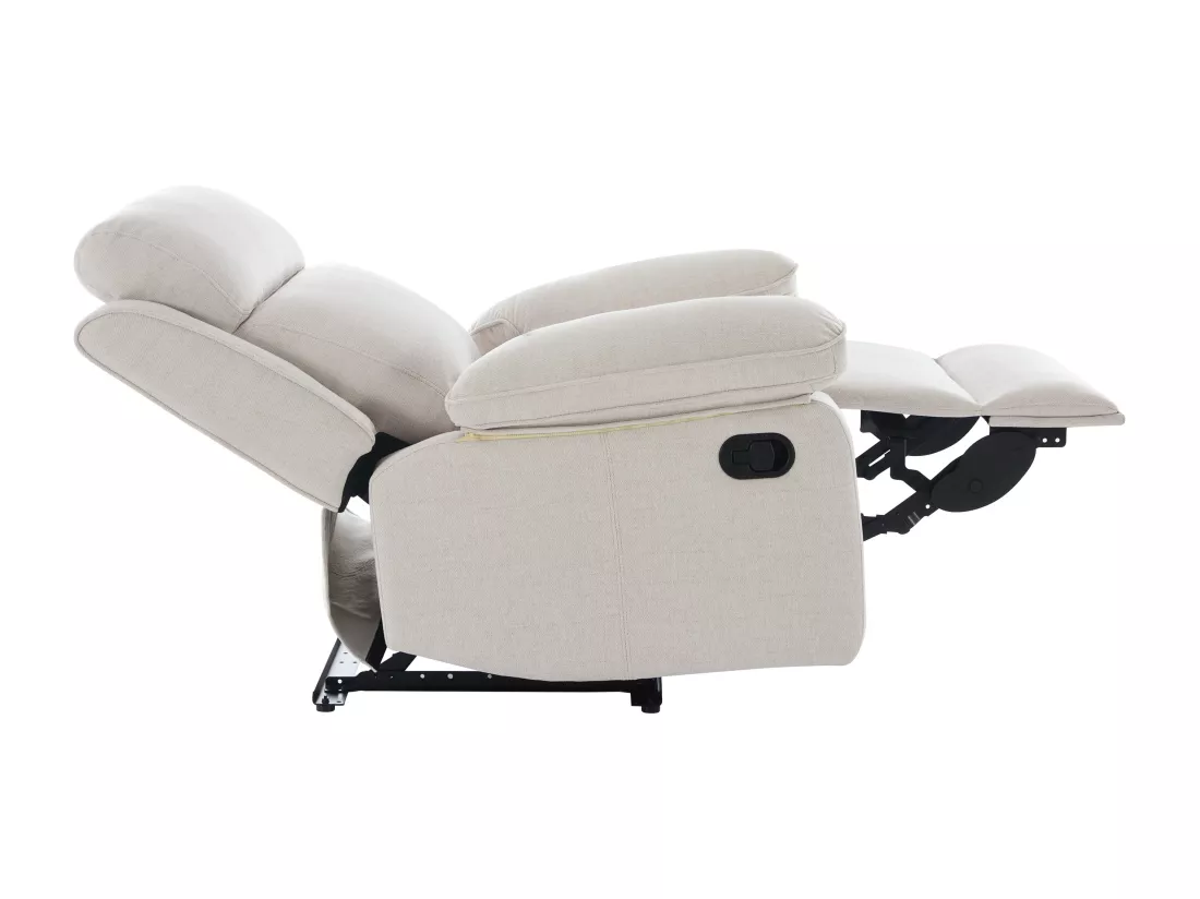 Fauteuil relax en tissu chiné beige LANA