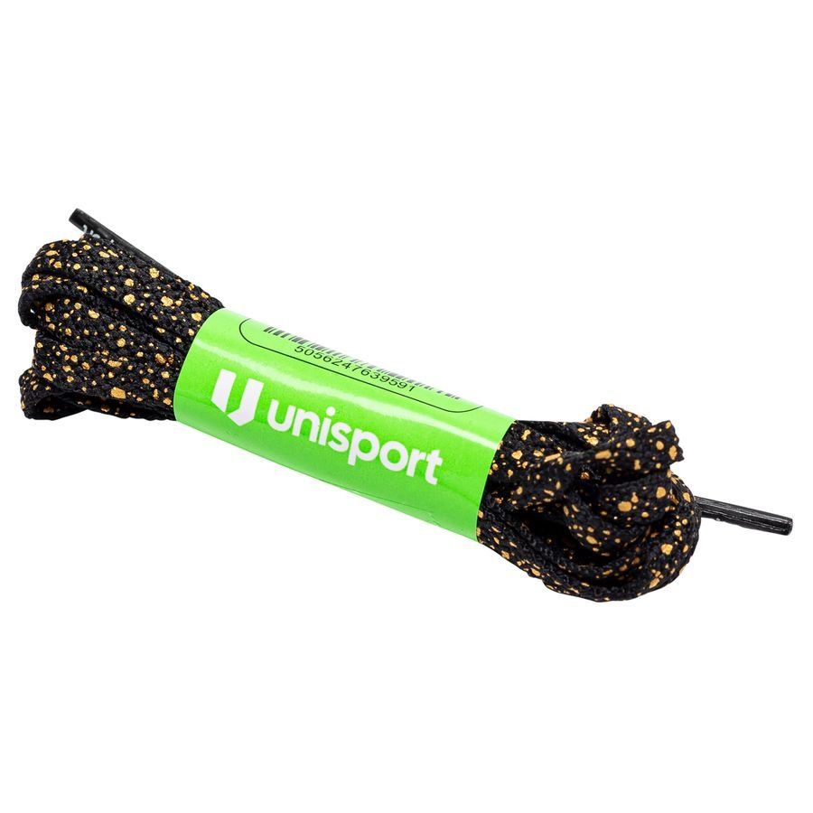 Unisport Lacets pour Chaussures Speckled 110x0,5cm Pack de 1 - Noir/Doré