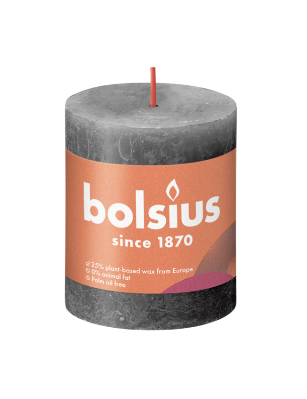 Bolsius Stompkaars Rustiek Grijs 80x68 Mm 1 Stuk