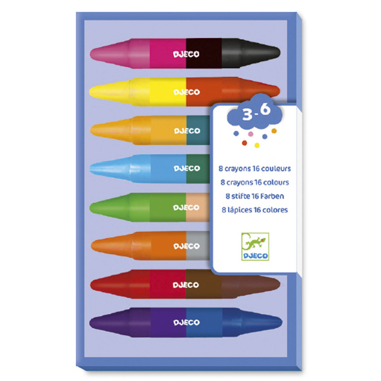 Djeco 2in1 Waskrijtjes, 8st.