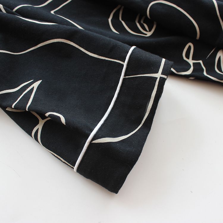 Dogini - Bijpassende pyjamaset voor koppels: top met lange mouwen en print + broek