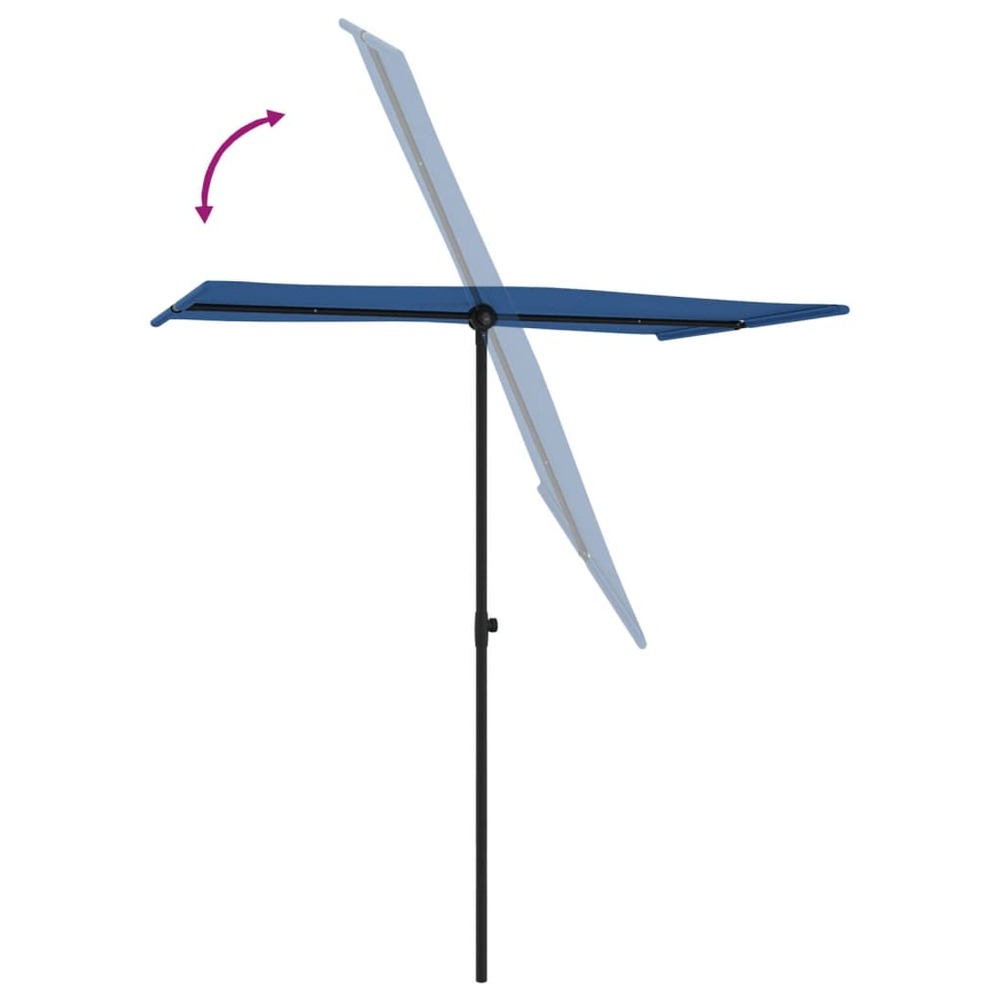 Parasol d'e x térieur avec mât en aluminium 180 x 130 cm bleu azuré